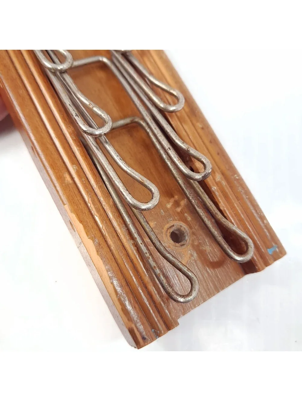 Vintage Tie Rack Belt Rack Tie Organizer Wood metal 13 Hooks organizer wall hook